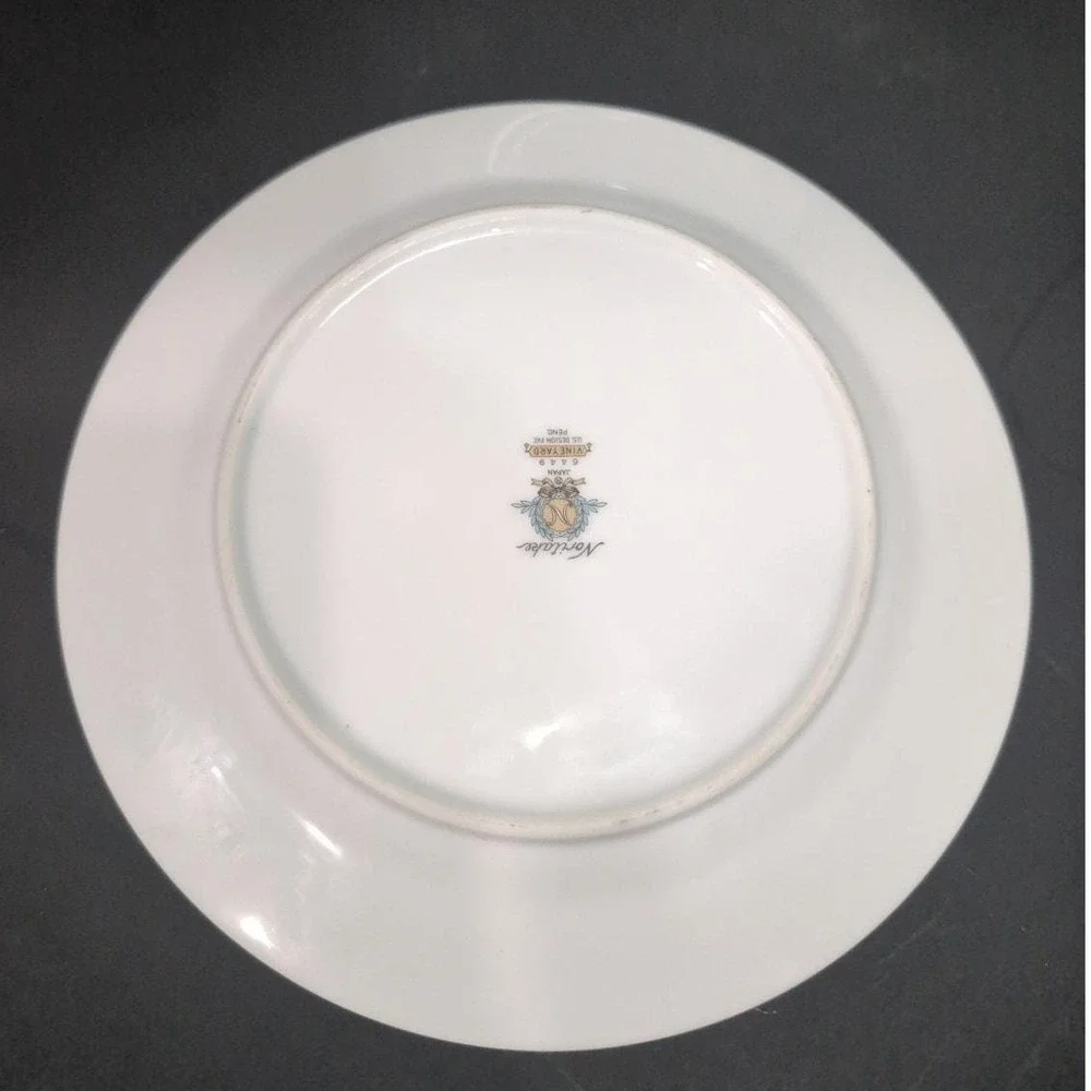 Noritake Vineyard Salad Plates #6449, Set of 4, Vintage Fine China Leaves Border